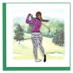 Quilled Female Golfer Greeting Card