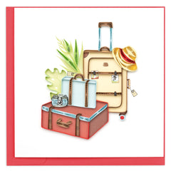 Quilled Vintage Luggage Greeting Card