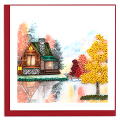 Quilled Cozy Autumn Cabin Greeting Card
