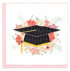 Quilled Floral Mortarboard Graduation Card