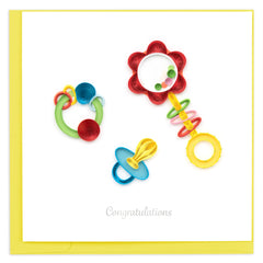 Quilled Baby Rattles Greeting Card