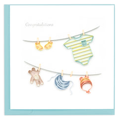 Quilled Baby Clothesline Greeting Card