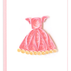 Quilled Pink Dress Gift Enclosure Mini Card