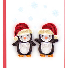 Quilled Christmas Penguins Gift Enclosure Mini Card