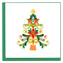 Quilled Turtle Doves Christmas Tree Greeting Card