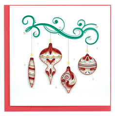 Quilled Red Christmas Ornaments Greeting Card