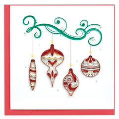 Quilled Red Christmas Ornaments Greeting Card