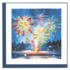 Quilled Fireworks Display Greeting Card