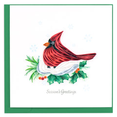 Quilled Snowy Cardinal Christmas Card