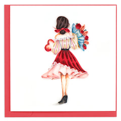 Quilled Girl with Bouquet Greeting Card