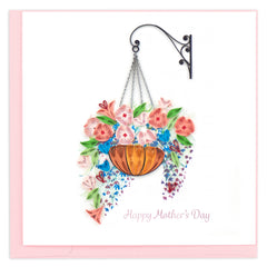 Quilled Mother's Day Hanging Flower Basket Greeting Card