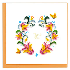 Quilled Flower Wreath Thank You Card