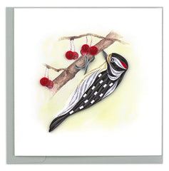 Quilled Downy Woodpecker Greeting Card