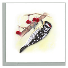 Quilled Downy Woodpecker Greeting Card