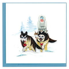 Quilled Sled Dogs Greeting Card