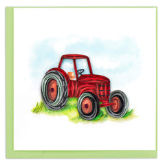 Quilled Red Tractor Greeting Card