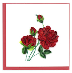 Quilled Red Roses Greeting Card