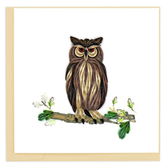 Quilled Great Horned Owl Greeting Card