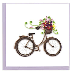 Quilled Bicycle with Flower Basket Greeting Card