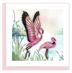 Quilled Flamingos Greeting Card