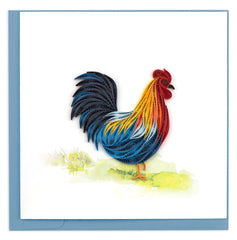 Quilled Colorful Rooster Greeting Card