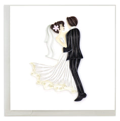 Quilled Dancing Bride & Groom Wedding Card