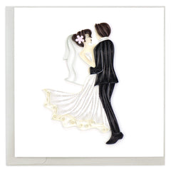 Quilled Dancing Bride & Groom Wedding Card