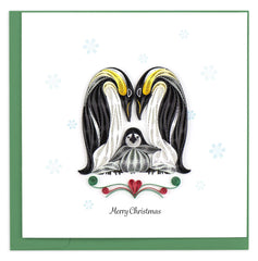 Quilled Christmas Penguin Family Greeting Card