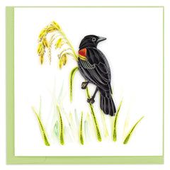 Quilled Red-winged Blackbird Greeting Card
