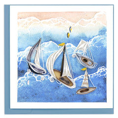 Quilled Sailboat Fleet Greeting Card