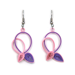 Pink Intertwined Vines Quilled Earrings