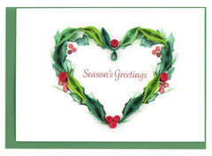 Quilled Holly Berry Heart Gift Enclosure Mini Card